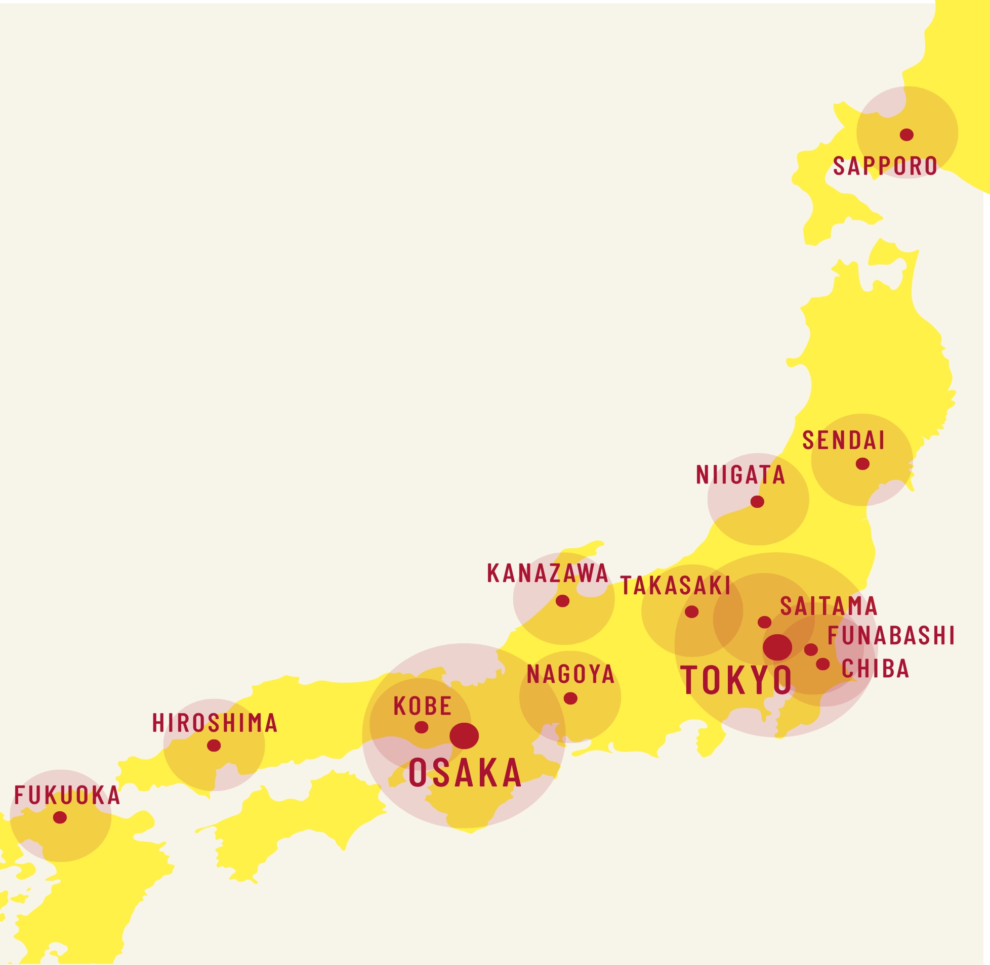 レジデンシャル不動産のホームステージングの対応範囲は日本全国です